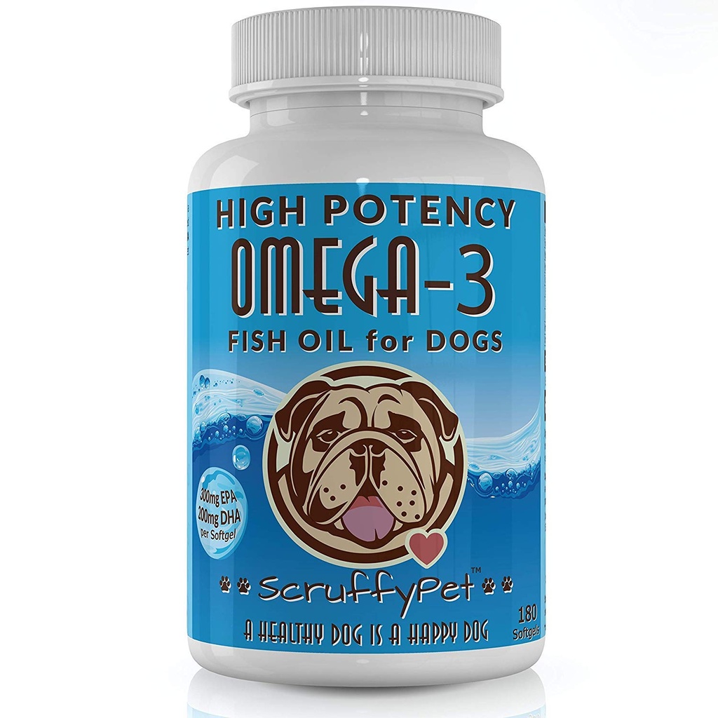 纯奥米加3 配有维生素E的狗用野生鱼油 - 最高环保局和DHA Softgels 可用(1 000mg)180ct