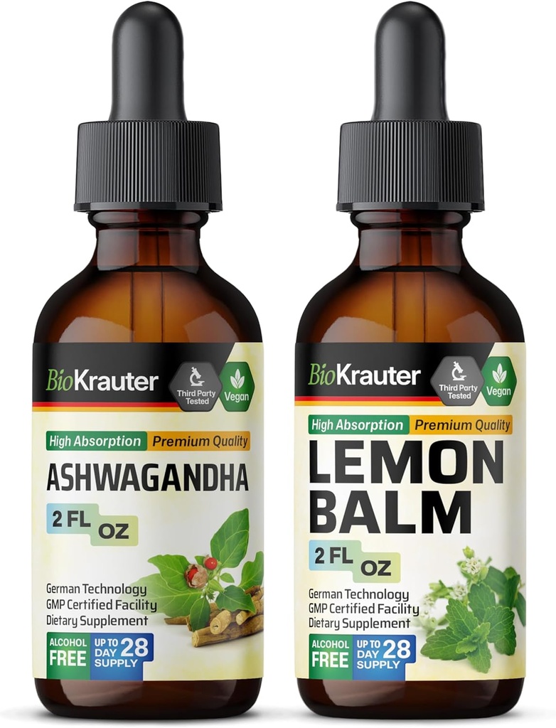 BIO KRAUTER Ashwagandha Tincture 2 Fl. Oz. & Lemon Balm Tincture 2 Fl. Oz. (原始内容存档于2018-09-29).