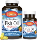 Carlson - The Very Fish Oil,700 mg Omega-3s,挪威鱼油增刊,Wild Caught Omega-3 Fish Oil,可持续来源的鱼油盖,Omega-3增刊,Orange,120+30软胶