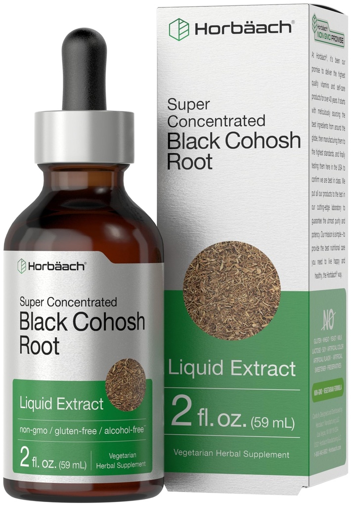 Horbäach Black Cohosh Root Tincture → 2 fl oz → 液体提取 → 酒精自由草药滴 → 蔬菜 → Non-GMO, Gluten Free Supplement