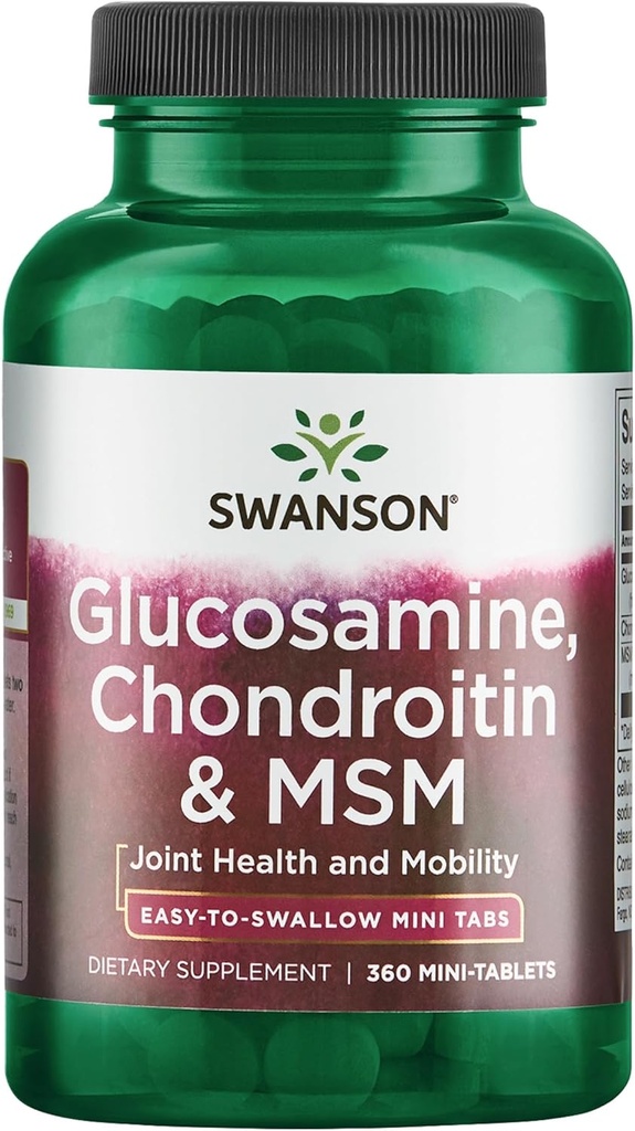 Swanson 迷你塔布斯 Glucosamine Chondroitin 和 Msm 联合移动灵活性 舒适卡通连接组织 750/600/300 米格 360 塔布