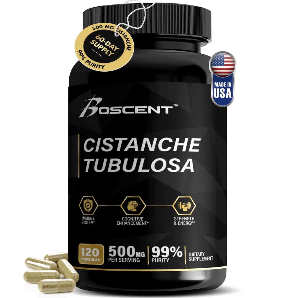 Cistanche Tubulosa Premium 提取500mg(120 Capsules) - 50% Echinacosides, 10% Acteosides - Stamina, 豁免和记忆的自然诺托比 - 无填充器, 荷尔蒙平衡 - 男性的强力助推器