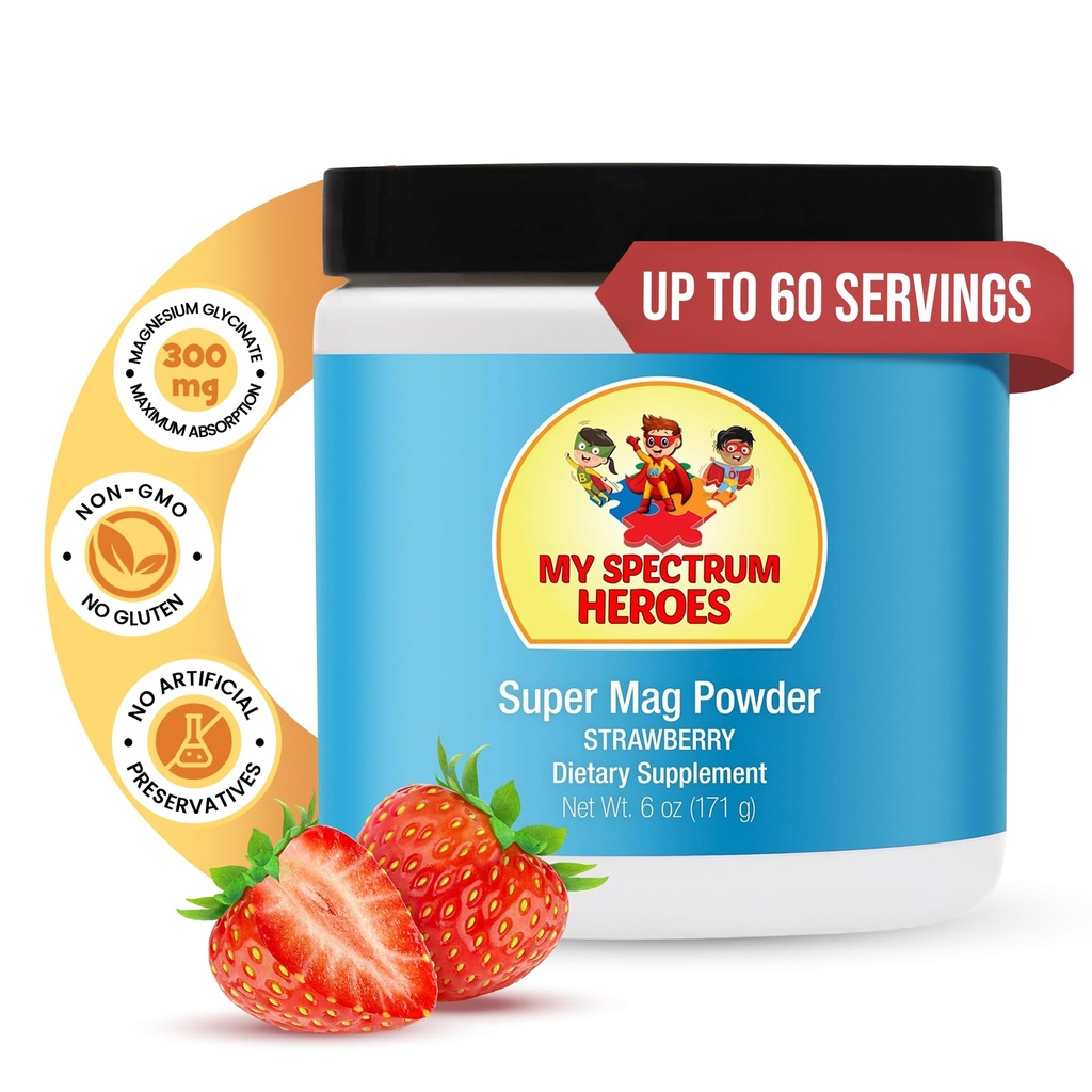 我的Spectrum Heroes calm Magnesium Powder - Gentle Magnesium Glycinate 饮品混合剂用于放松,睡眠支持,消化健康,以及压力缓解 - Vegan, Gluten-Free, 6oz (171g).