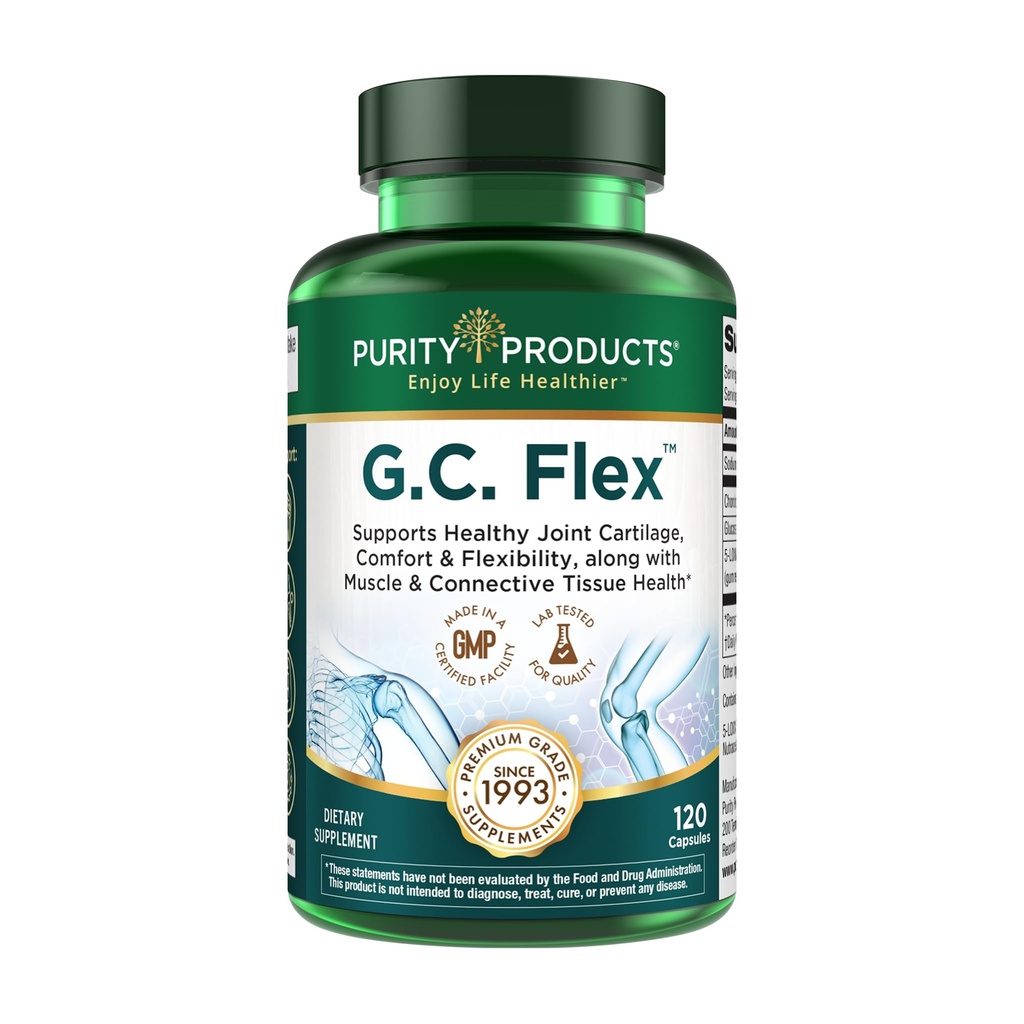 纯度产品G.C.Flex(Glucosamine和Chondroitin硫酸盐超级公式) - 支持联合+心肌健康+健康肌肉+连接组织 - 促进联合灵活性 - 90个来自