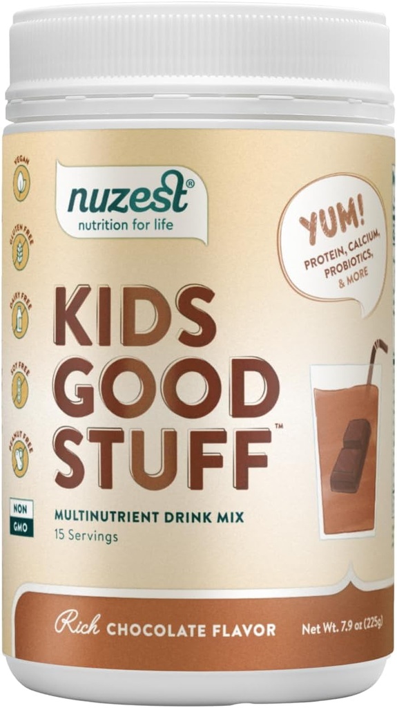 Nuzest - 孩子们的好东西 - Vegan Smoothie Mix - 富含巧克力 - 多维他命营养补充蛋白质摇摆 - 乳制品免费 - 支持增长和发展 - 225g/7.9 oz(15名服务员)
