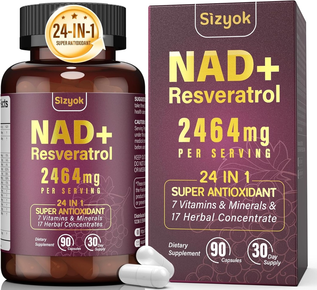 NAD补编, Liposomal NAD+ 补充Resveratrol,NAD Resveratrol 补充 - 加速NAD+用于老化防御,能源,焦点 - 超抗氧化剂 Capsules,150
