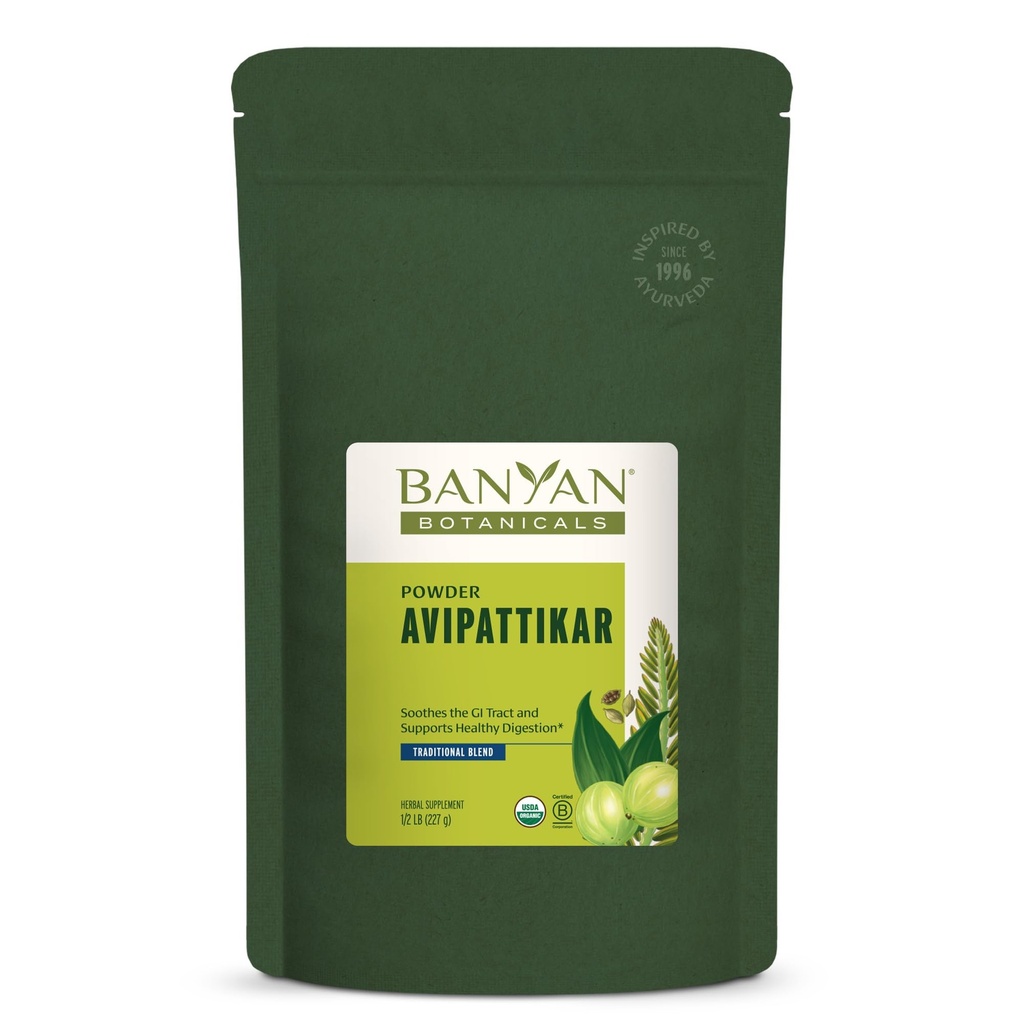 Banyan Botanics Avipattikar Powder – 含有姜汁的有机文摘增刊 Cardamom & Vidanga – 支持健康胃酸平衡* – 1⁄2 lb. – 非GMO 可持续来源 Vegan
