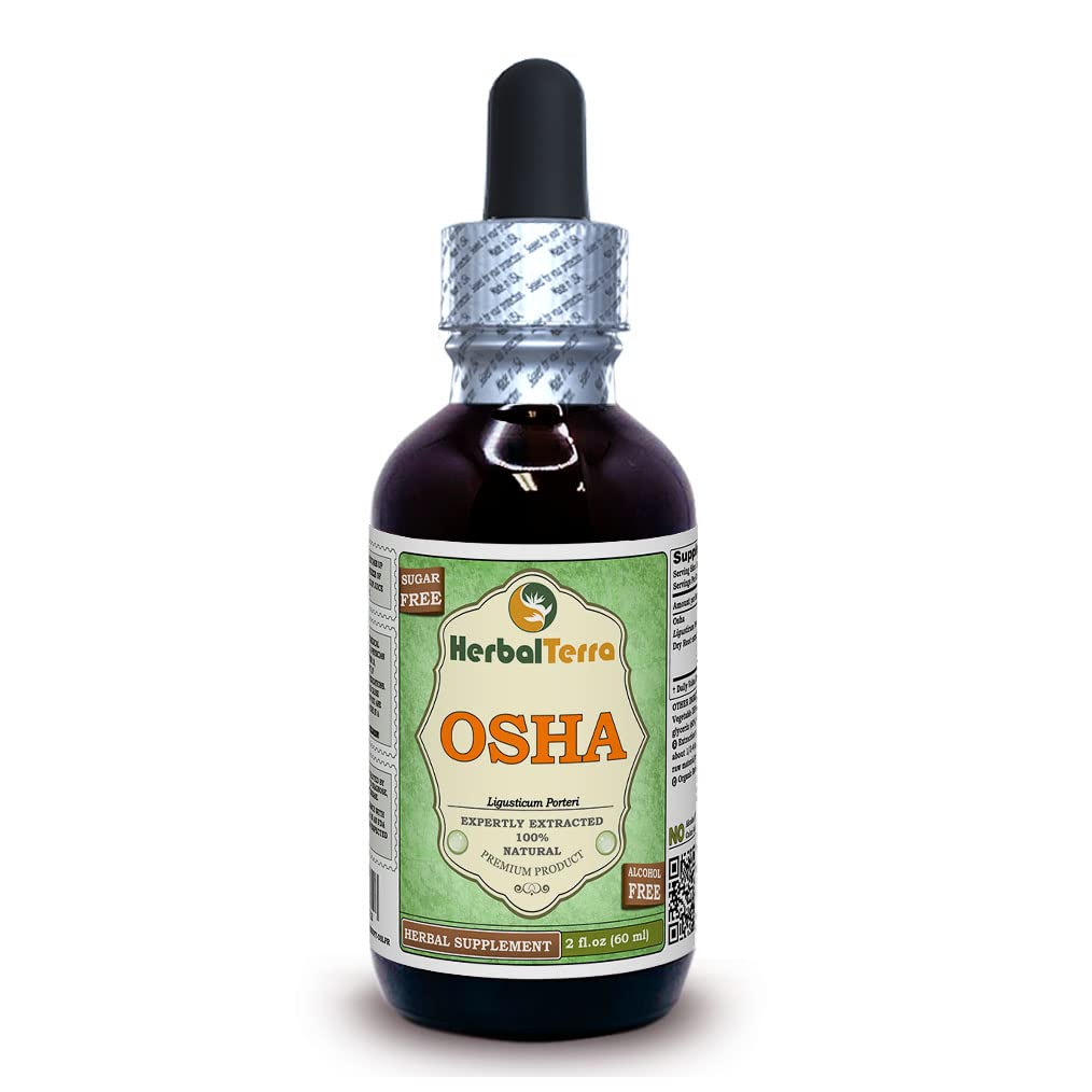 草药 Terra LLC OSHA (Ligusticum Porteri) 甘油脂,无酒精的干根液体提取 2 oz