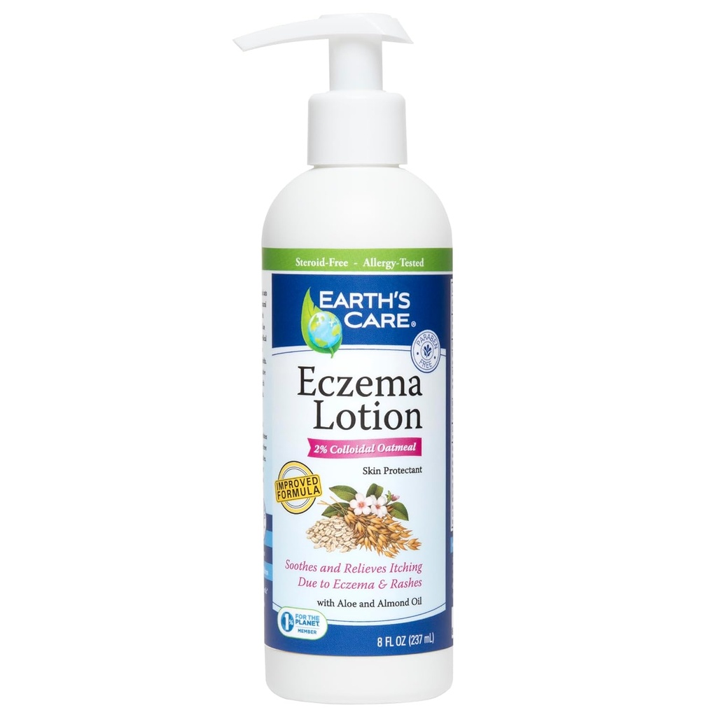 地球护理 Eczema Lotion - Eczema的自然 Lotion - 成人和孩子的安全和Mild Eczema Lotion - 8 Fl OZ (237 mL) (英语).