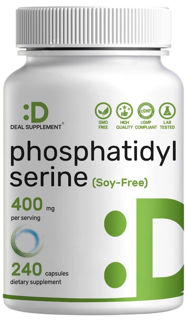 Phosphatidylserine Supplement, 400mg service, 240 capsules – Soy Free Sunflower Lecithin source 互联网档案馆的存檔,存档日期2013-12-22.