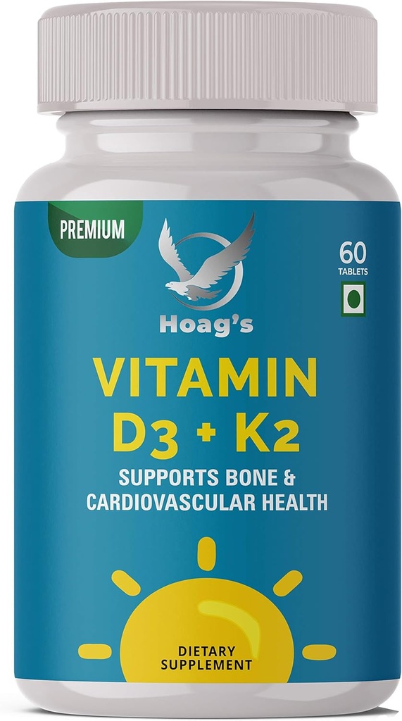 维生素K2(MK7),配有D3 补充骨和心脏健康 非GMO公式5000 IU 维生素D3和100 mcg 维生素K2 MK-7 容易吞咽维生素D&K Complex,60 片