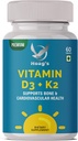维生素K2(MK7),配有D3 补充骨和心脏健康 非GMO公式5000 IU 维生素D3和100 mcg 维生素K2 MK-7 容易吞咽维生素D&K Complex,60 片
