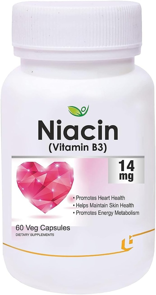 营养素 Niacin 14mg 维生素 B3 与 Inositol 50mg 补充剂 - 60 Veg Capsules