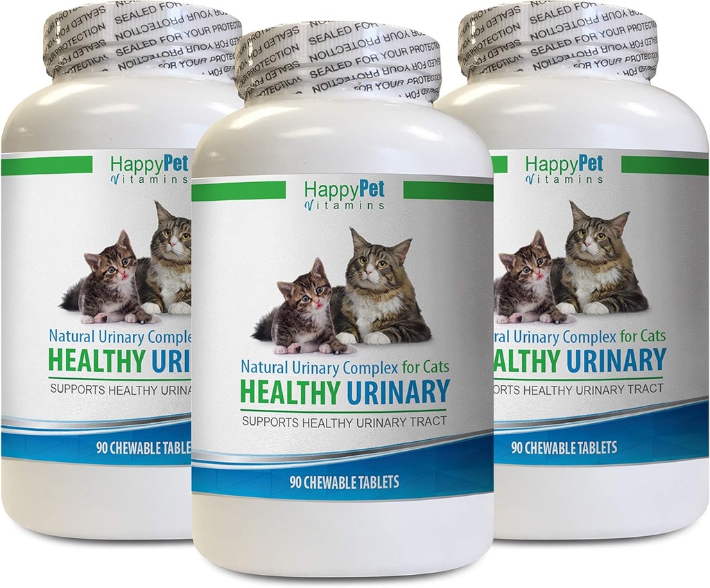 Cat Bladder 补充 - CAT 健康尿道复合体 - UTI 解决方案 - 自然公式 - 猫尿道健康 - 3瓶(270片)