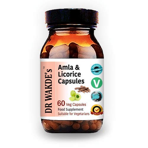 WAKDE的Amla & Licorice Capsules (60 Veg Caps,用于酸消化,Ayurvedic Supplement, Vegan, Herbal, All Natural, 联合王国制造)