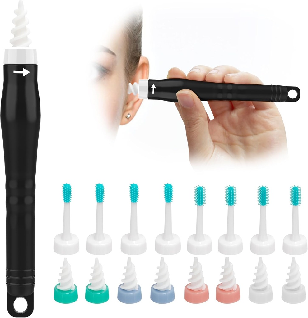 Q Grips耳蜡清除工具 2025 螺旋耳蜡清除工具 复用和可清洗的Q-Grips耳蜡清除工具 软硅酮清除工具 3 种耳蜡清除工具