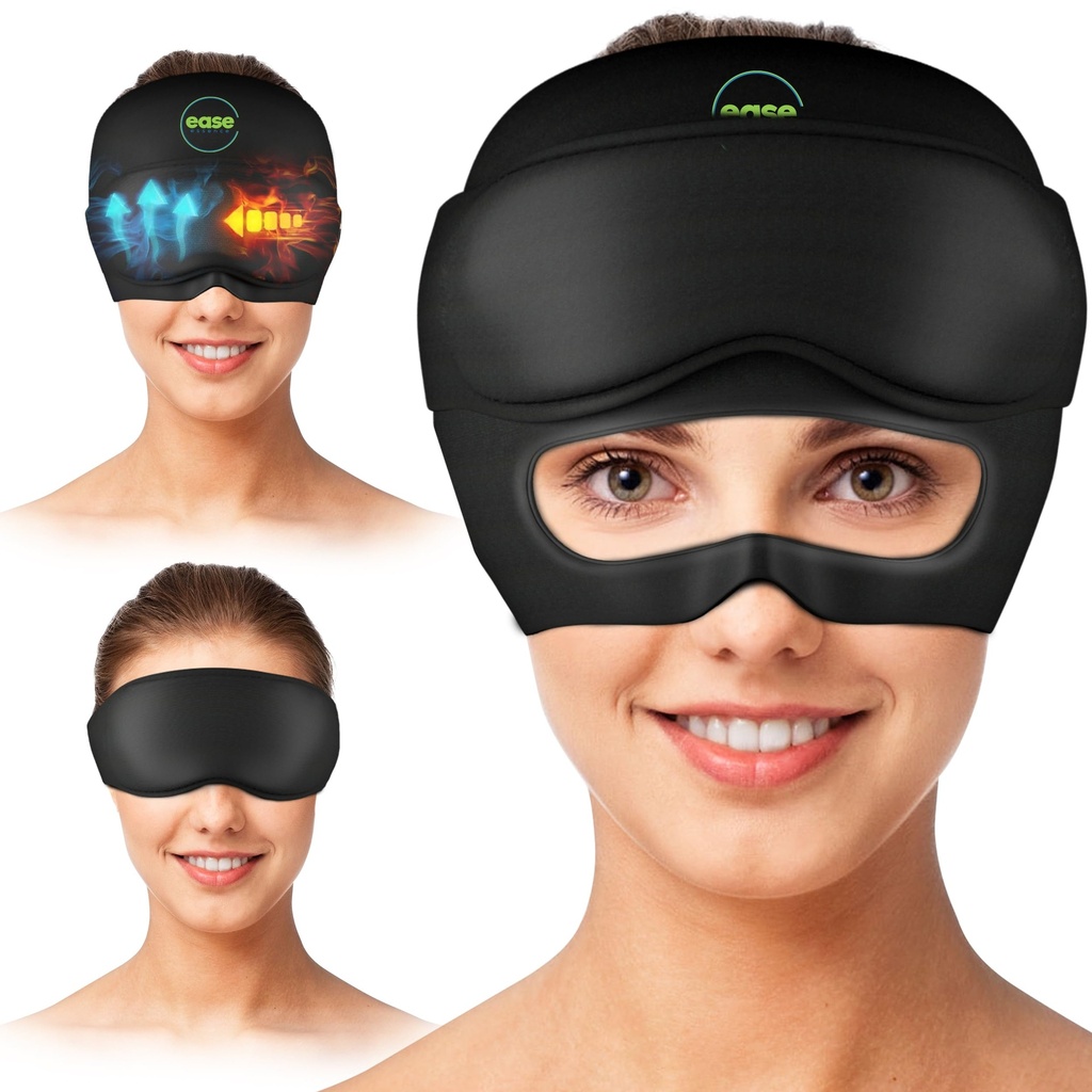 Migraine Relief Cap - 2 in 1 Soothing Headache Relief Cap 配有可切除眼罩 20% Extra Gel - Migraines的头痛帽子 - 冷冰头包装产品 压力、紧张、悬浮和毛绒眼