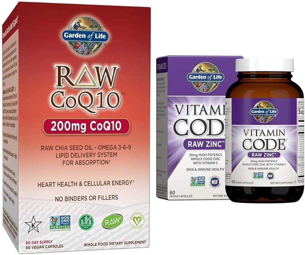 生活植物园 Omega 3 6 9 补充 - Raw CoQ10 Chia种子全食营养和锌补充 30mg 高钾 Raw 锌和维生素 C 多矿物质补充