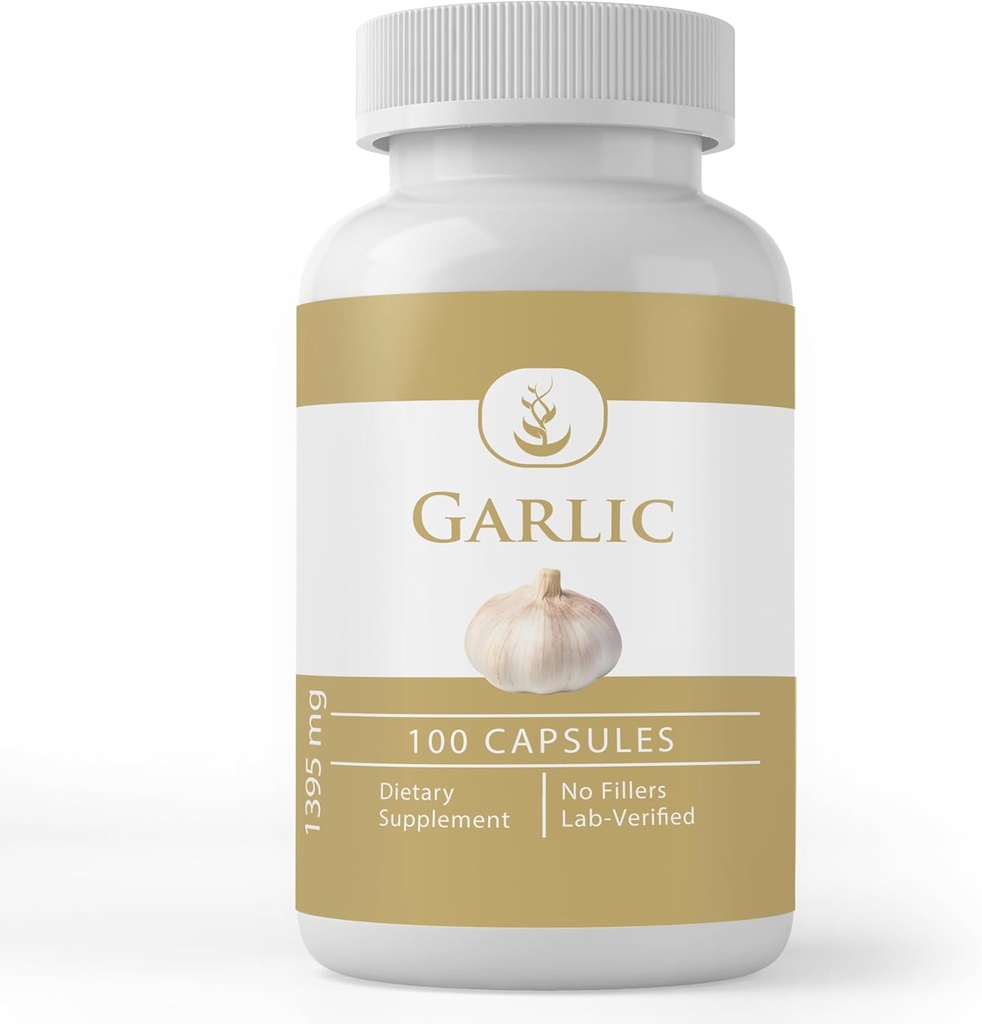 纯原始成份 Garlic Capsules, (100 Capsules) 永远纯, 无添加剂或填充器, 实验室验证(100 Capsules)