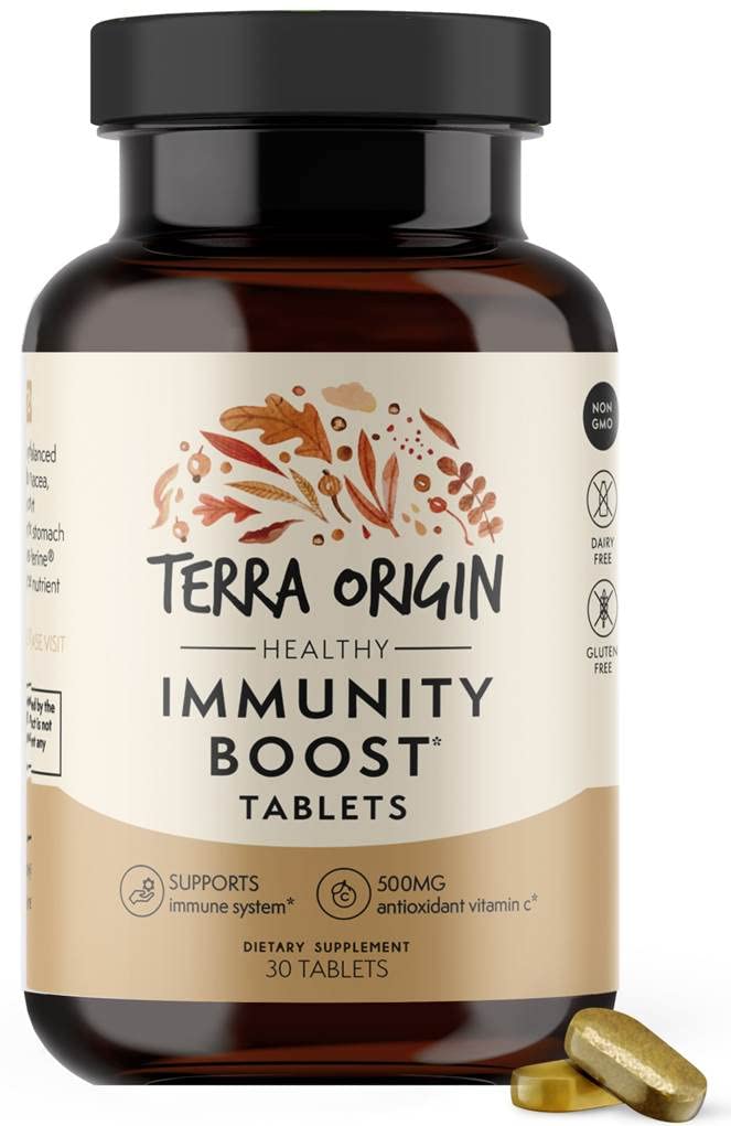 TERRA 原产豁免支助补编 维生素C、D3、锌、硒、Turmeric、Echinacea、Ginger和Andrographis 和 BioPerine + Daily Imune Boster和抗氧化剂混合剂 + 30 片