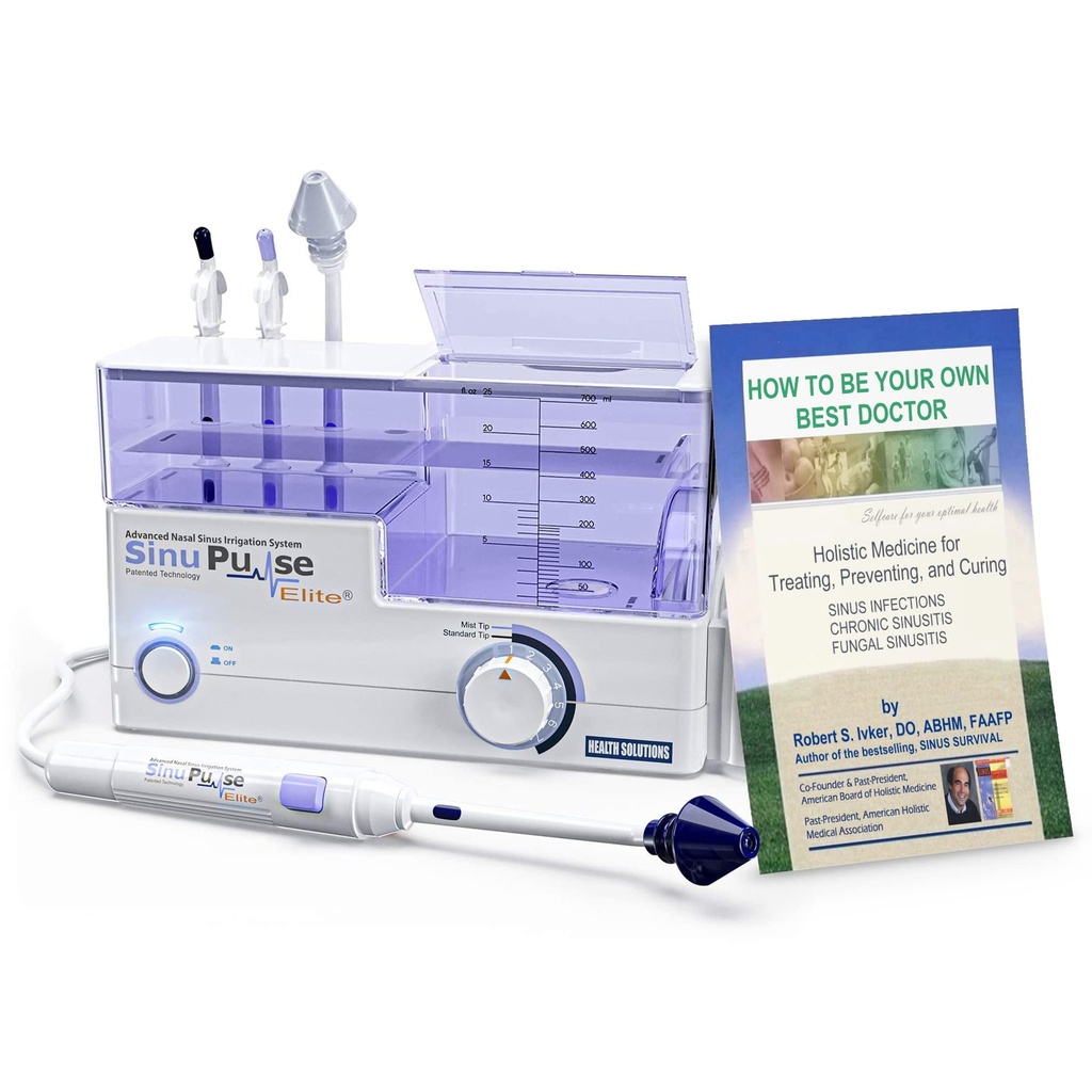 SinuPulse Elite 高级鼻水灌溉系统,Pulsting Nasal Control Relief & Sinus Rinse机器,比Neti Pot,鼻喷或鼻洗瓶更有效,有30个SinuAir包装