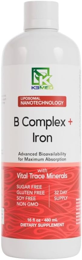 纳米营养 B 复合体 + 铁 → 利波索马尔纳米技术 100% 天然成份 → 16 Fl. Oz. → 32 服务