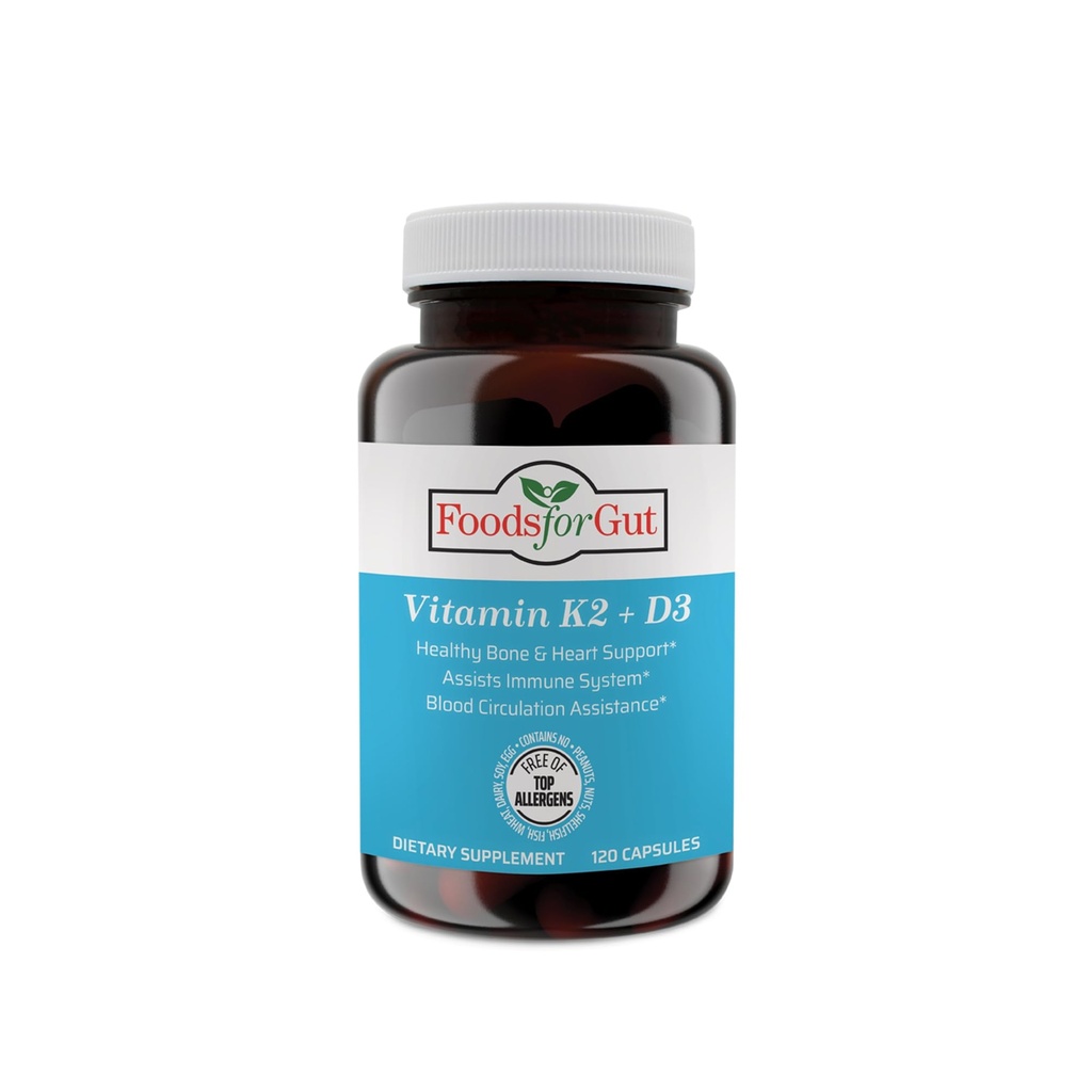 维生素K2 (MK7) D3 & BioPerine → Black Pepper 提取 → 120 Capsules → Free of Top Alergens → Bone Health → Mood & Energy Support → ~