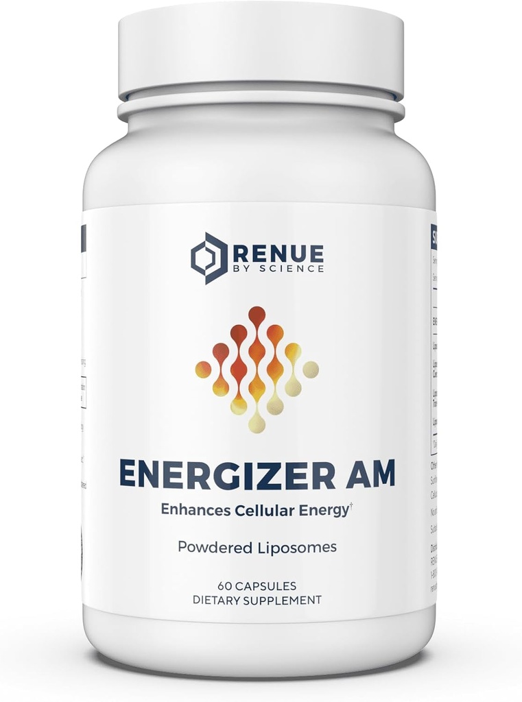 Renue by Science Energizer AM → Liposomal Resveratrol Hesperidin & Green Tea Supplement → 60 Capsules with Trans Resveratrol (65mg) Hesperidin (150mg) Green Tea Extraction (35mg) - 非GMO → 美国制造