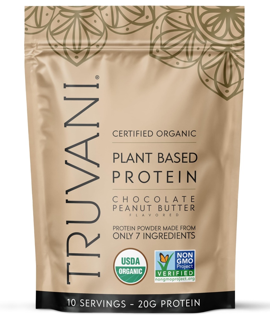 Truvani Vegan Pea 蛋白质粉 巧克力花生酱 20g 有机植物基蛋白 10 services → Keto → Gluten & Dairy Free → Low Carb → 没有添加的糖