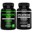 Arachidonic Acid (150 Capsules) - Muscle and Strength Supplement for Muscle Mass & Recovery for Men & Women and Epicatechin Extract (60 Capsules) Supports Lean Muscle Pump & Gains - Non-GMO & Vegan