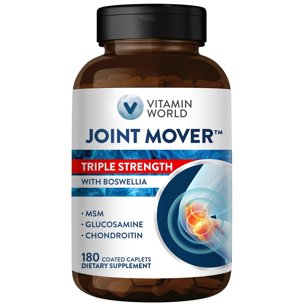 维生素世界三强联合移动器,Glucosamine Chondroitin与MSM联合支持补编,Collagen & Boswellia Serrata 提取,支持联合优势,舒适和灵活性,180卡普