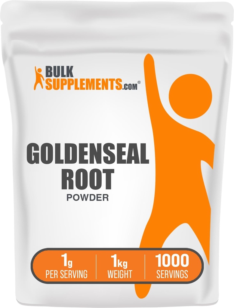 Bulk Assupports.com Goldenseal Powder - 草药补充剂,来源于Goldenseal Root - Vegan & Gluten Free,每架服役1克,1kg(2.2磅)(Pack of 1)