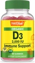 Wellyeah 有机维生素D3 2,000 IU(50 mcg) 古米 - 支持骨骼,肌肉强度和豁免 - 非GMO,Gluten Free - USDA 有机 - 天然火焰 - 60 Gummys