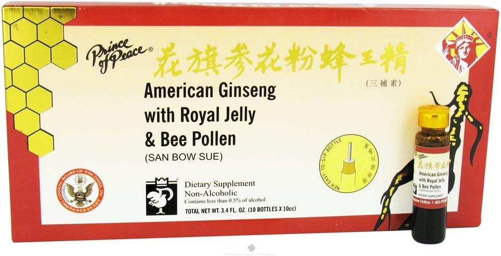 Amer Ginseng与皇家Jelly Bee Pollen(10个单装瓶)
