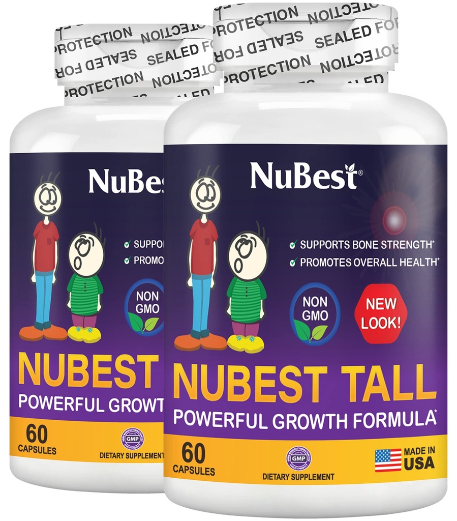 NuBest Tall QQ支持骨强力,骨健力,增强免疫力和全身健康与钙,Collagen,以及5岁+和青少年的草药 QX 包装2~2个月供应