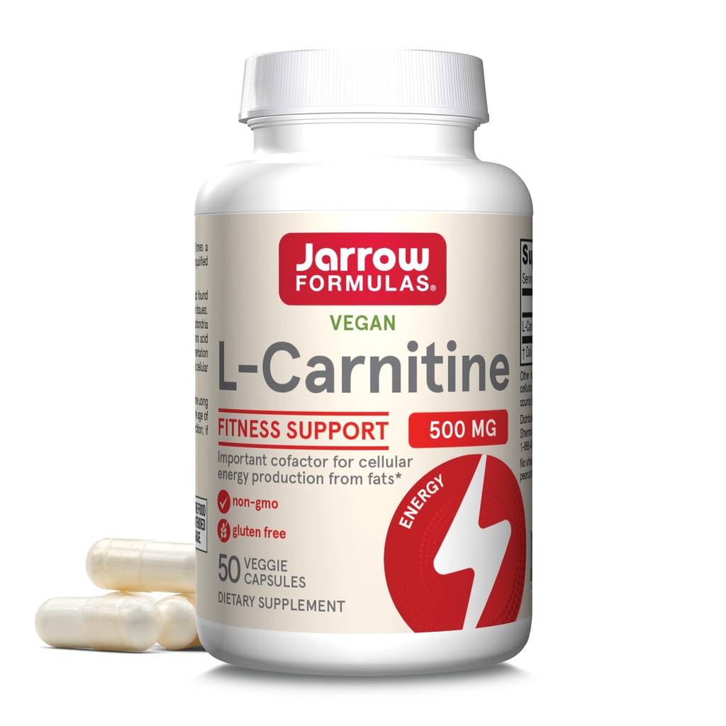 Jarrow Formules → L-Carnitine 500 mg,饮食补充,支持细胞能生产,50 Veggie Capsules,50天供应