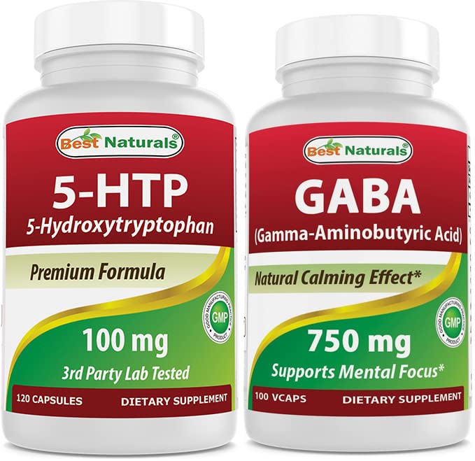最佳自然剂 5-HTP(5-羟基tryptophan) 100毫克和GABA 750毫克