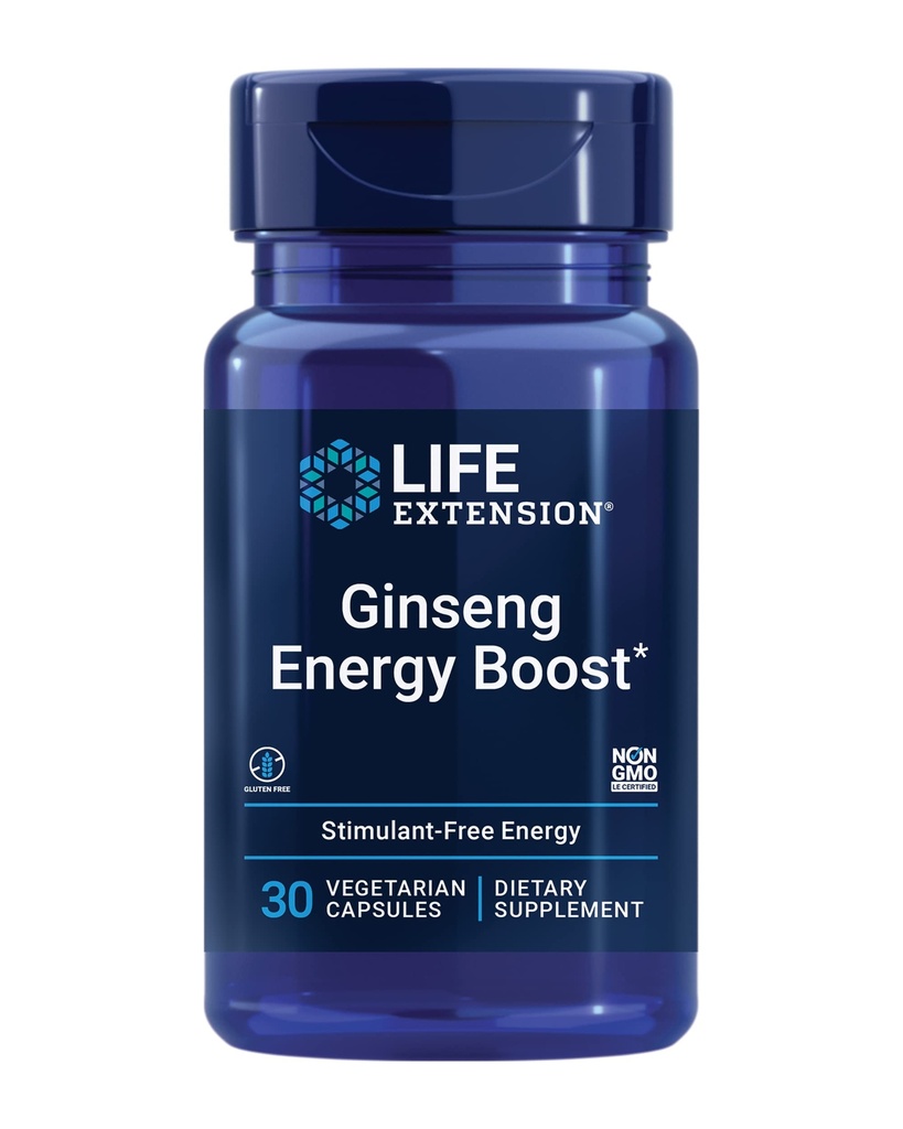 生命延展 Ginseng 能源促进、能源支持、健康压力管理、无Gluten、非GMO、蔬菜、30卡普尔