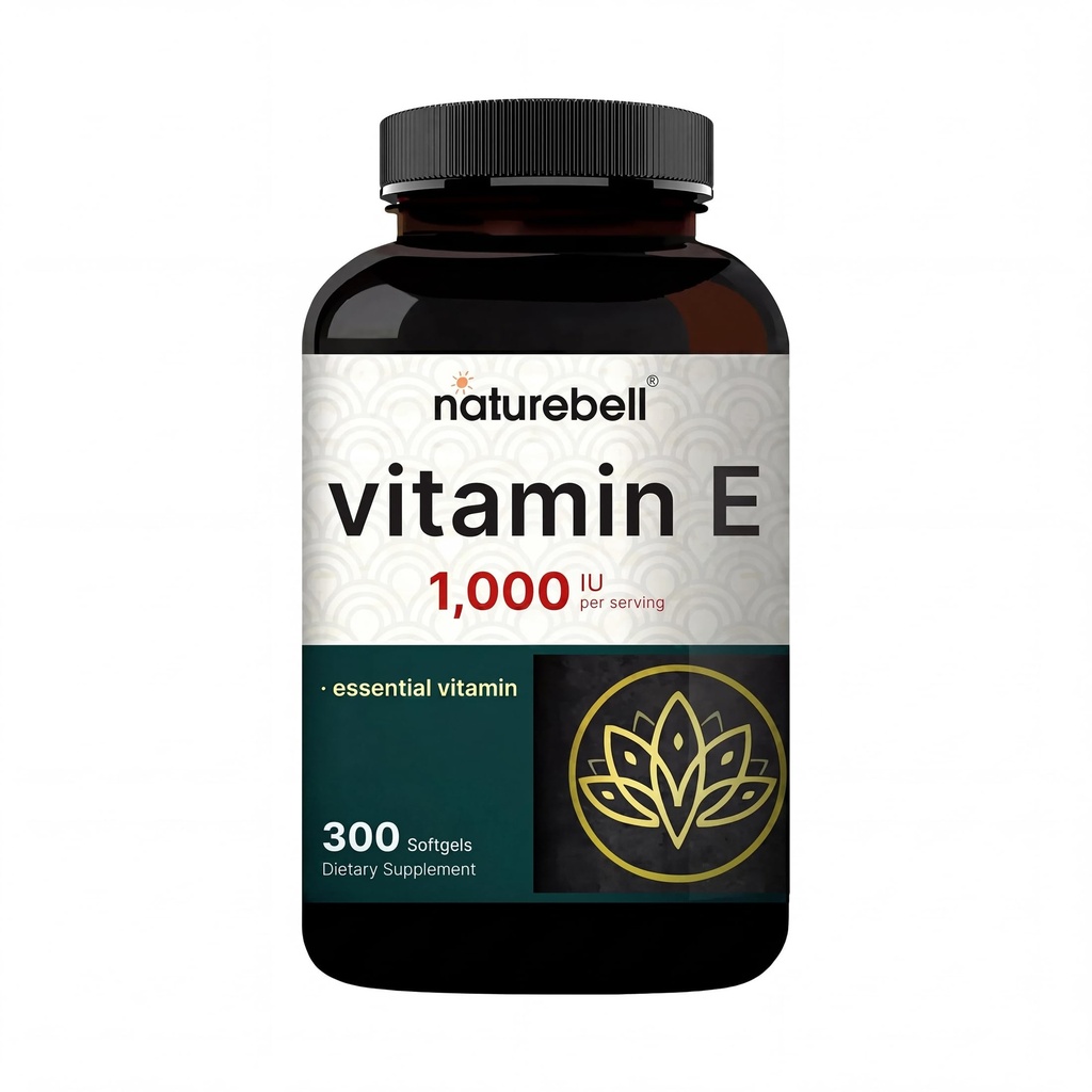 Nature Bell Vitamin E Oil Softgels, 1 000 IU Per service, 300 Pills 基本抗氧化剂补充剂, 易吸收形式 — 支持皮肤,心脏,和免疫健康 — 非GMO