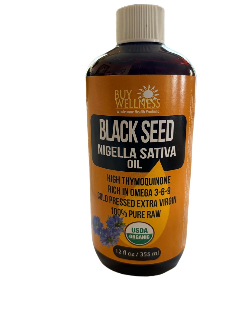 买井 有机黑种子 冷压油 Nigella Sativa 纯黑 Cumin 油 高硫磺酮 强力Omega 富油 12 oz