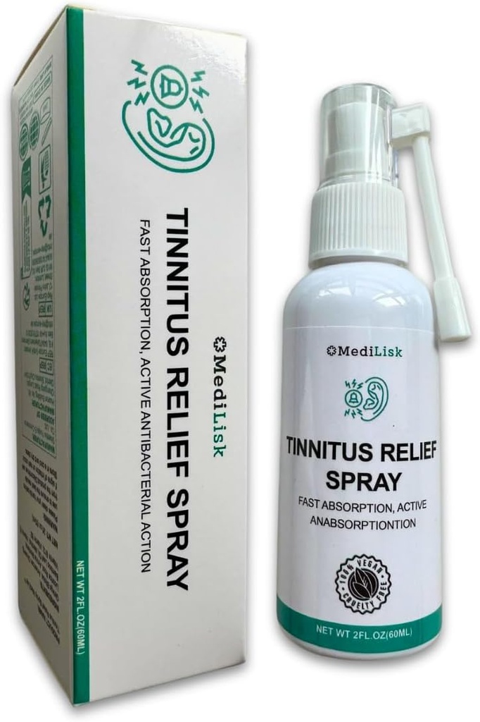 Medilisk Tinnitus Relief Spray – 支持Tinnitus Relife for Ring Ears – 草耳护理产品 – Tinnitus 治疗 – 非小行星和假人性 – 1 Fl Oz – pack of 1
