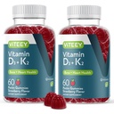 VITEEY 维生素D3 K2 Gummys - 1000 IU 维生素D3和K2 100mcg - 成人和青少年的骨骼和心脏健康 - 蔬菜,Gelatin 自由,GMO 自由 - 味道可口的蔬菜 D3K2 维生素草莓 Flavored Gummy