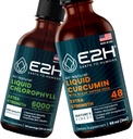 E2H:液态氯化石素和液态涡轮素 | Vegan,非GMO - 2 Fl Oz Each (共4 Fl Oz) - Bundle