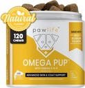 狗鱼油补充剂 - 120 Omega 3 鱼油狗维生素,兽医为狗制定的减痒法,天然Omega 3 鱼油为狗,狗皮和煤炭补充剂(Salmon Flavor)