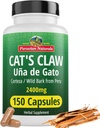 秘鲁自然猫的爪状草药补充剂150 Capsules - Vegan的Uña de Gato 2400mg,秘鲁自然猫的100% Claw Bark Grown, Non-GMO, Uncaria Tomentosa UNA de Gato