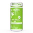 Up Nourish Liposomal D3 K2 MK-7 – 365 含有机椰油的小型软胶 - 5000 IU 125 mcg 维生素 D3和100 mcg 维生素 k2 用于最佳骨骼和免疫健康