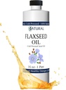 Zatural Flaxseed Oil 自然生长 100%纯Flax种子 冷压 Vegan Omega 脂肪酸 16oz