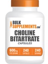 Bulk Assupports.com Choline Bitartrate Capsules - Choline Capsules - Choline Capsules, 如Choline L-Bitartrate - Choline 600mg, 2 Capsules / service, 240 Capsules (一包)