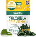 Sunlit Best Chlorella Spirulina 药片 - 有机USDA, Premium Spirulina 和 Chlorella 药片 1000 计数 - Sun Chlorella 纯天然超食品与藻类, Enzymes Chlorophyl 和 Vegan蛋白