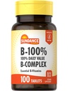 Sundance Vitamin B-Complex 100% Daily value QQ100 平板电脑 Vegetarian, Non-GMO, 和 Gluten 免费补编
